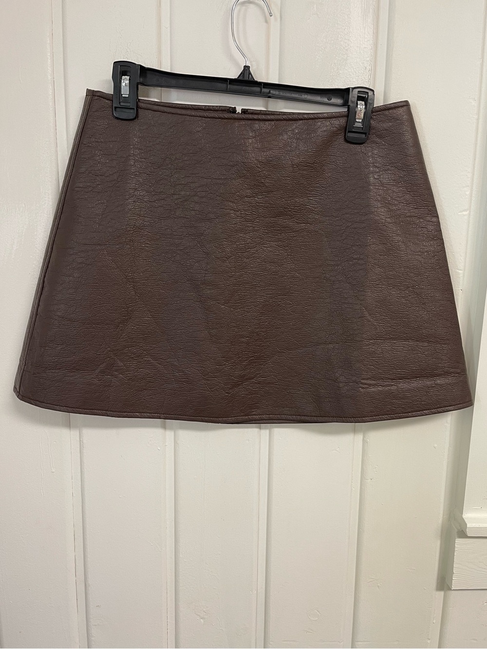 Tuckernuck Brown Faux Leather A-Line Mini Skirt Size M